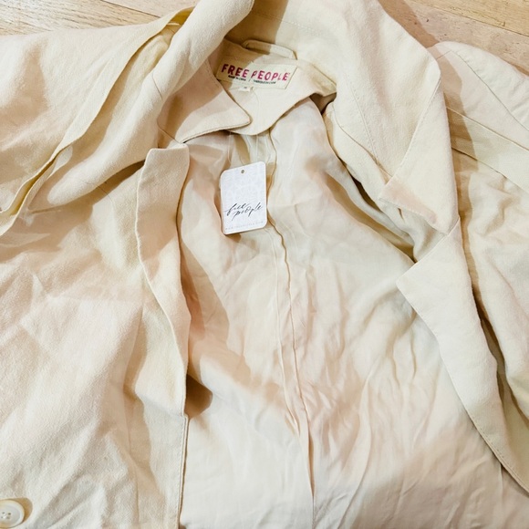 Free People  Tie Waist Linen Blend Blazer Size Medium Cream NWT - Picture 6 of 6